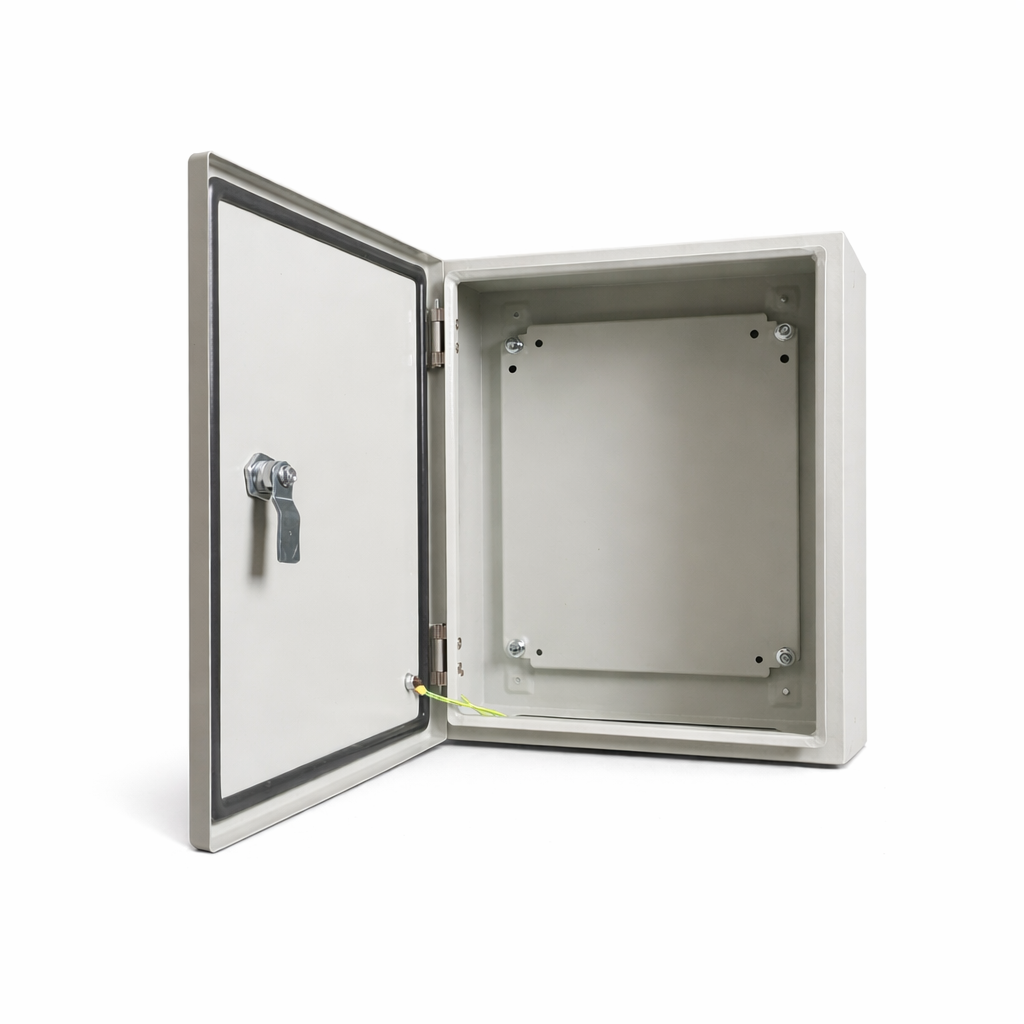 Biig-Energy-Enclosure-BT-CSPC403015-GRY-In.png Box Type Carbon Steel Enclosure Powder Coated Grey 400x300x150(HxWxD) - Image 1