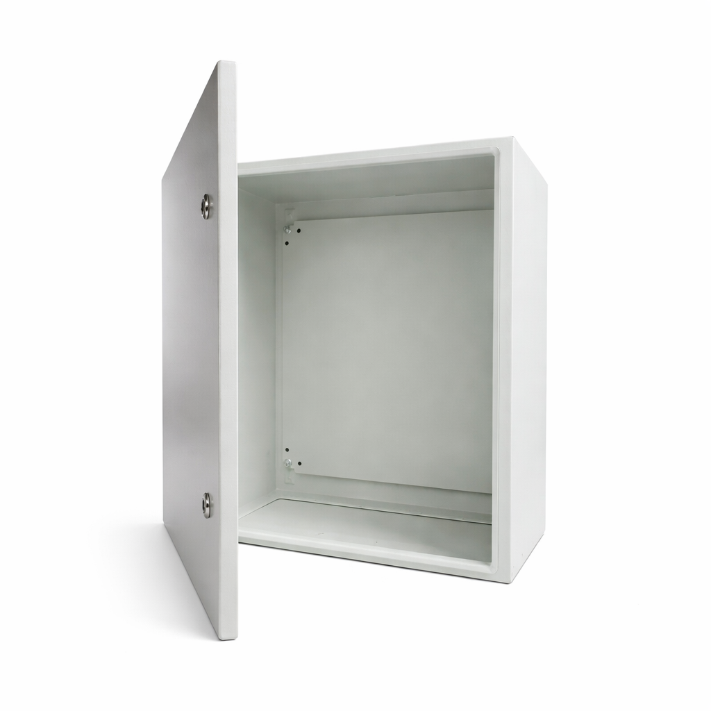Biig-Energy-Enclosure-BT-CSPC504020-GRY-Inside.png Box Type Carbon Steel Enclosure Powder Coated Grey 500x400x200(HxWxD) - Image 1