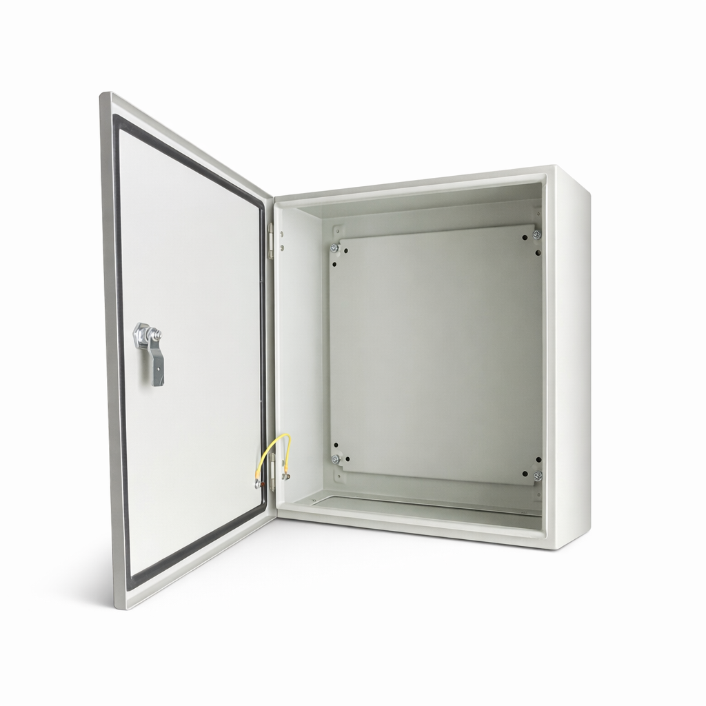 Biig-Energy-Enclosure-BT-CSPC504020-Inside.png Box Type Carbon Steel Enclosure Powder Coated Grey 400x400x250(HxWxD) - Image 1