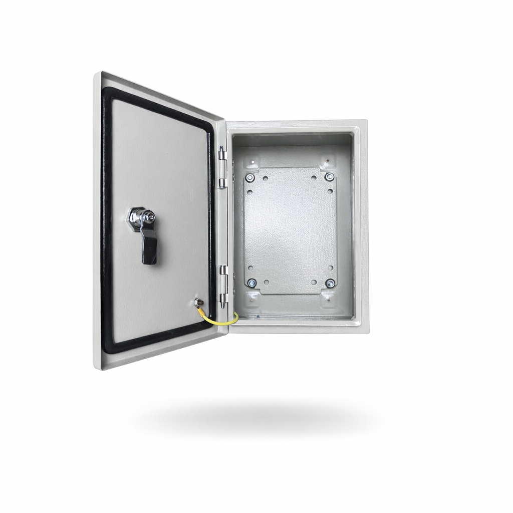 Biig-Energy-Enclosure-BT-GSPC302015-GRY-Inside.png Box Type Galvanized Steel Enclosure Powder Coated Grey 300x200x150mm (HxWxD) - Image 1