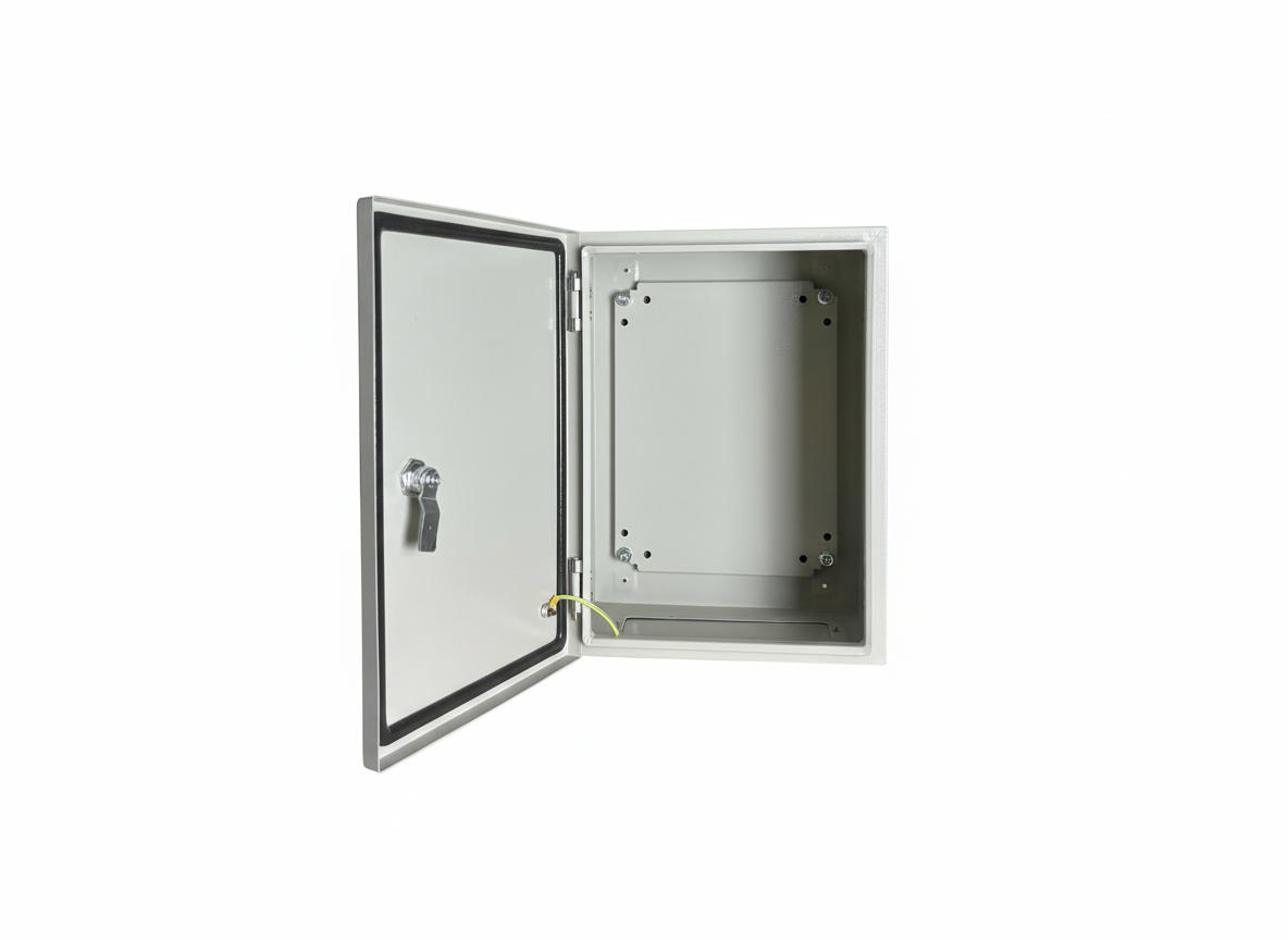 Biig-Energy-Enclosure-BT-GSPC403020-Inside.png Box Type Carbon Steel Enclosure Powder Coated Grey 400x300x200(HxWxD) - Image 1