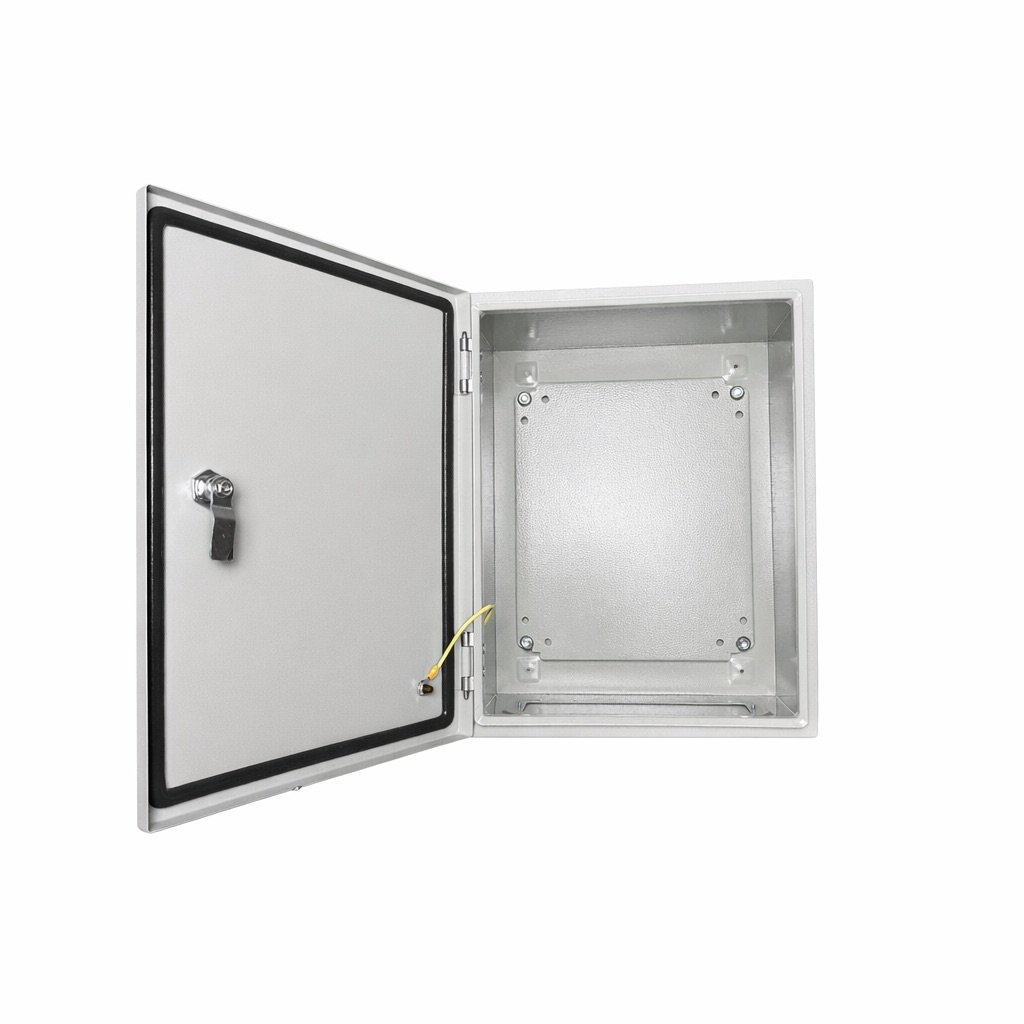 Biig-Energy-Enclosure-BT-GSPC403025-GRY-Door-2.jpg Box Type Carbon Steel Enclosure Powder Coated Grey 400x300x250(HxWxD) - Image 1